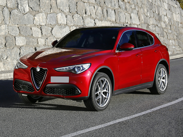 A red 2018 Alfa Romeo Stelvio.