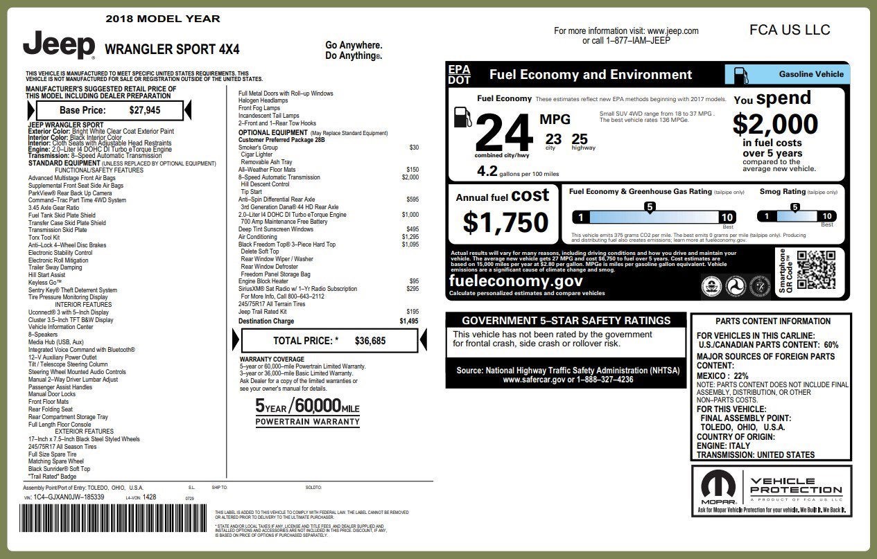 2018 Jeep Wrangler Sport