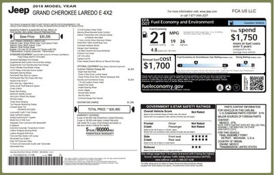 2018 Jeep Grand Cherokee LAREDO 4X2 *LTD AVAIL*