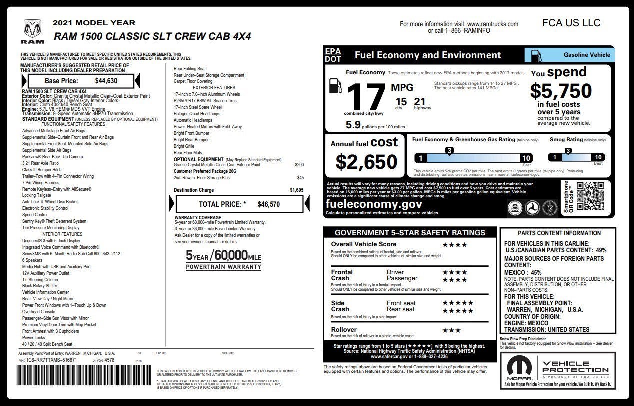 2021 RAM 1500 Classic SLT