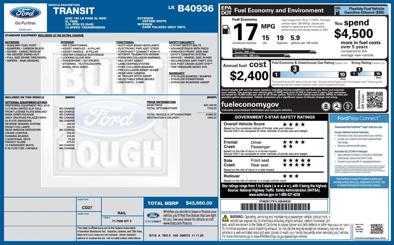 2020 Ford Transit Passenger Wagon XL