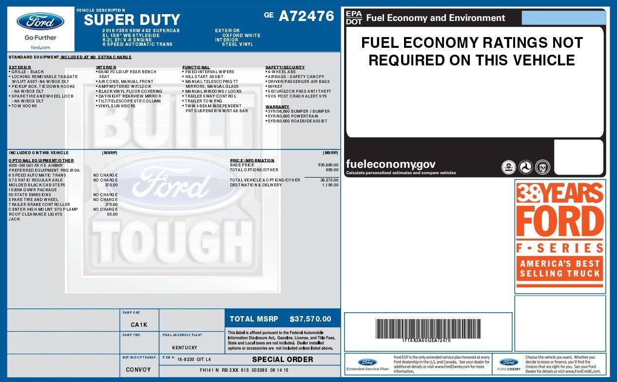 2016 Ford Super Duty F-350 SRW XL