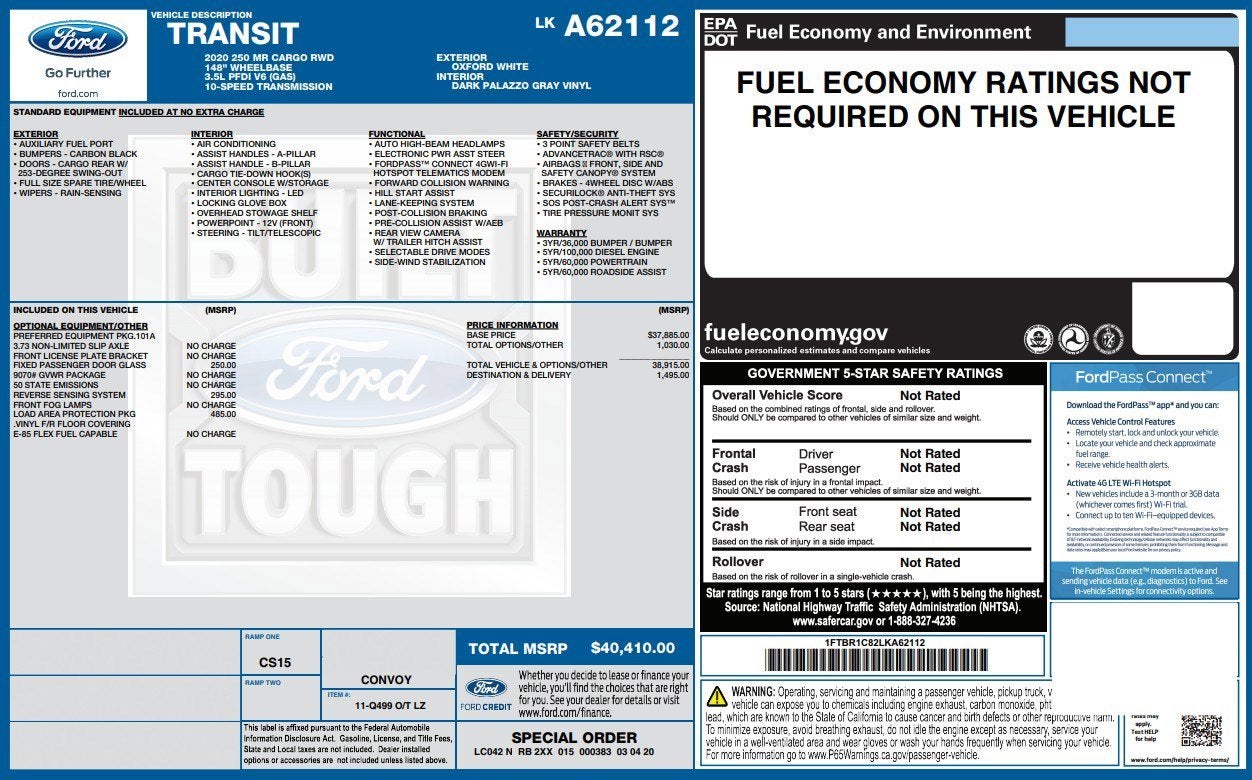 2020 Ford Transit Cargo Van Base