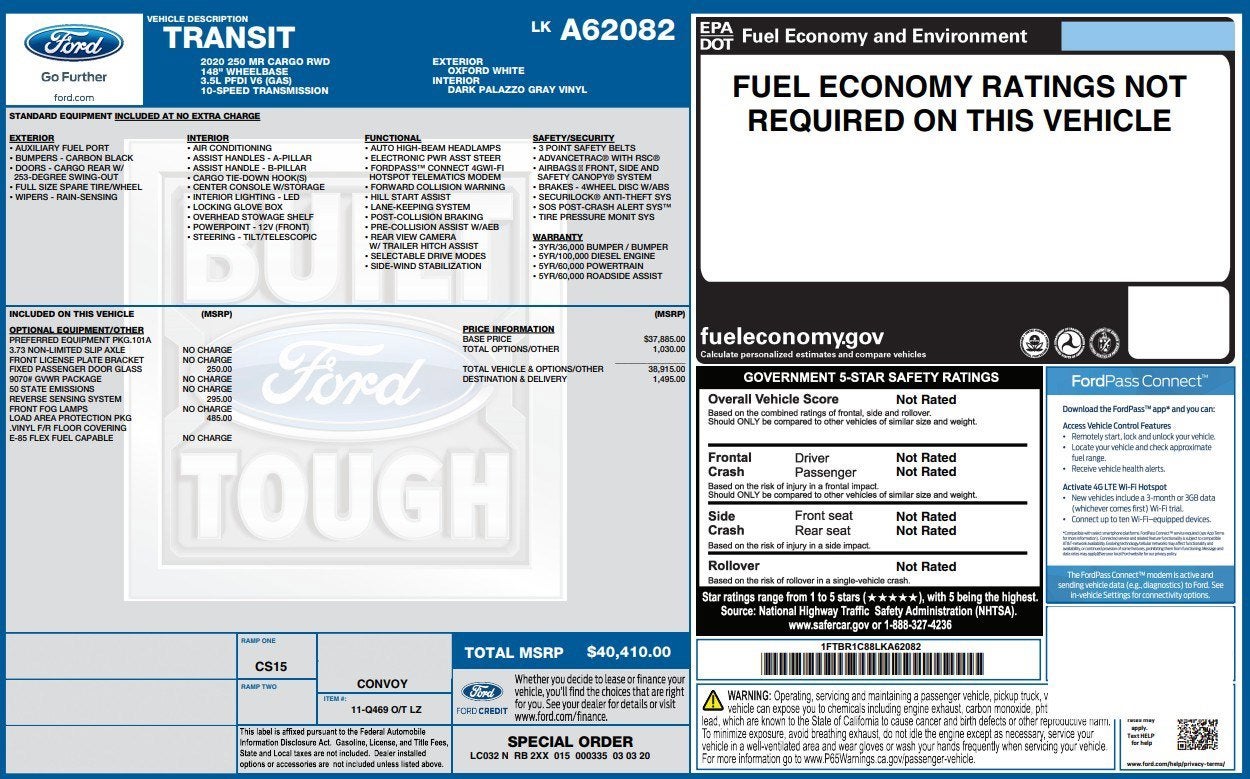 2020 Ford Transit Cargo Van Base