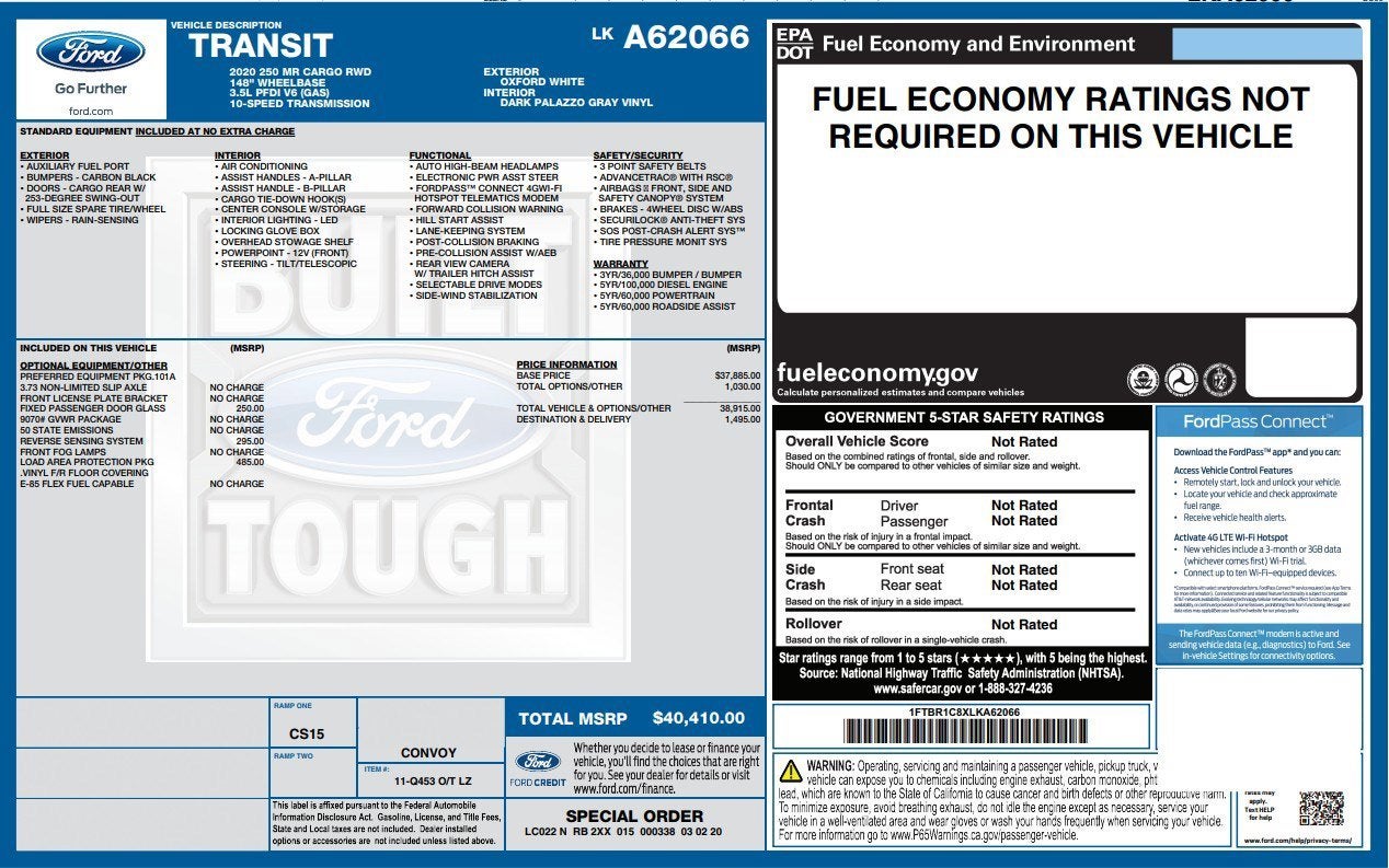 2020 Ford Transit Cargo Van Base