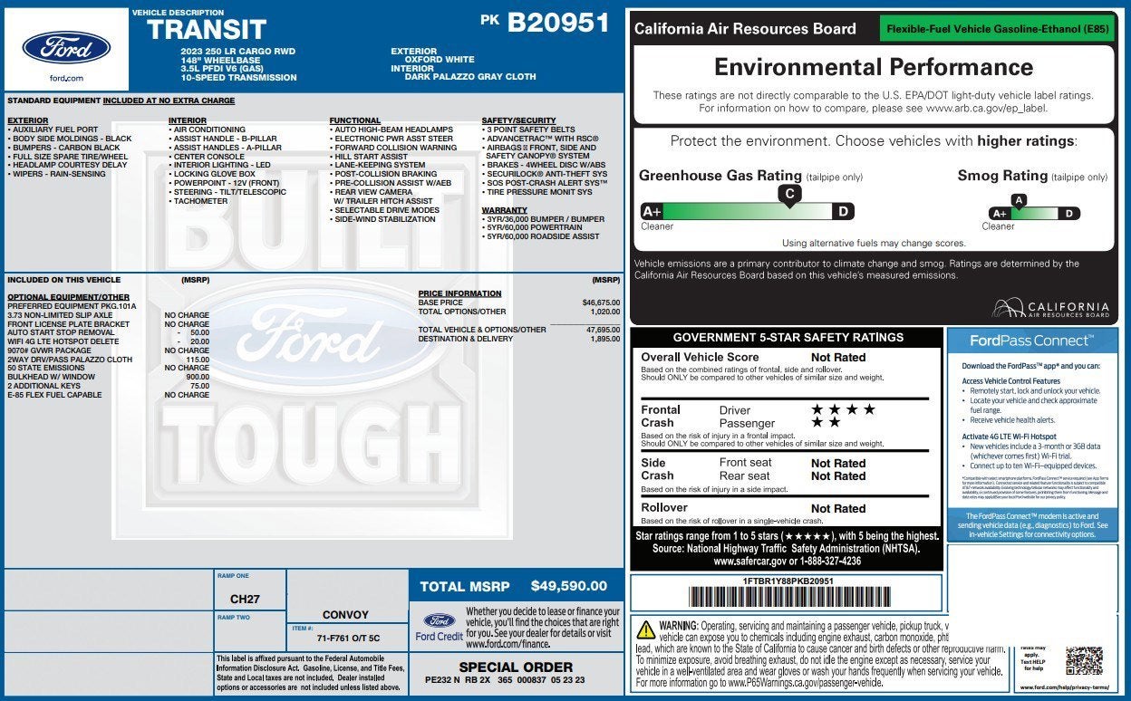 2023 Ford Transit Cargo Van Base