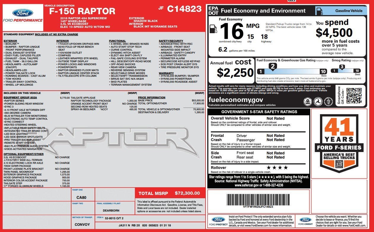 2018 Ford F-150 Raptor