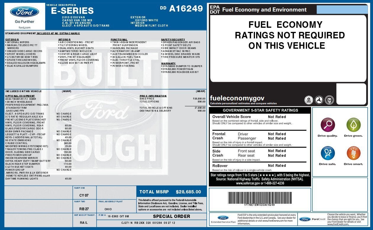 2013 Ford Econoline Cargo Van Commercial