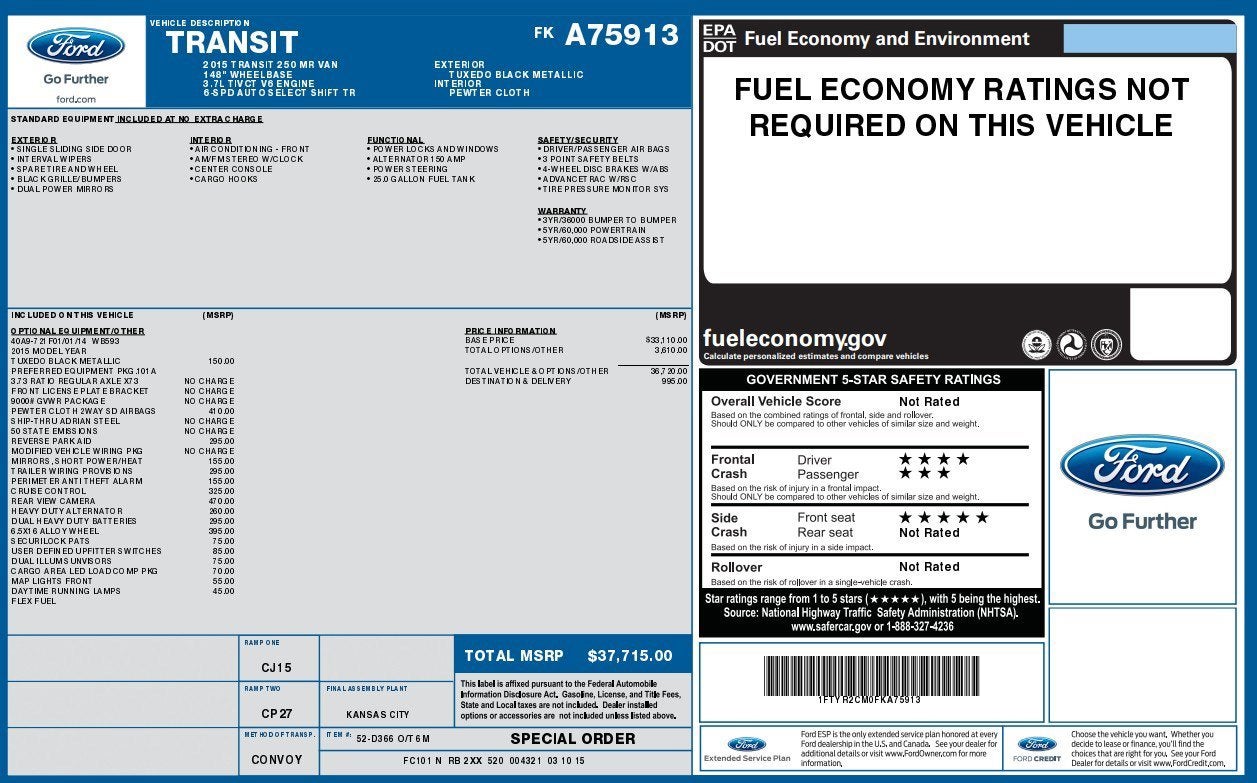 2015 Ford Transit Cargo Van Base