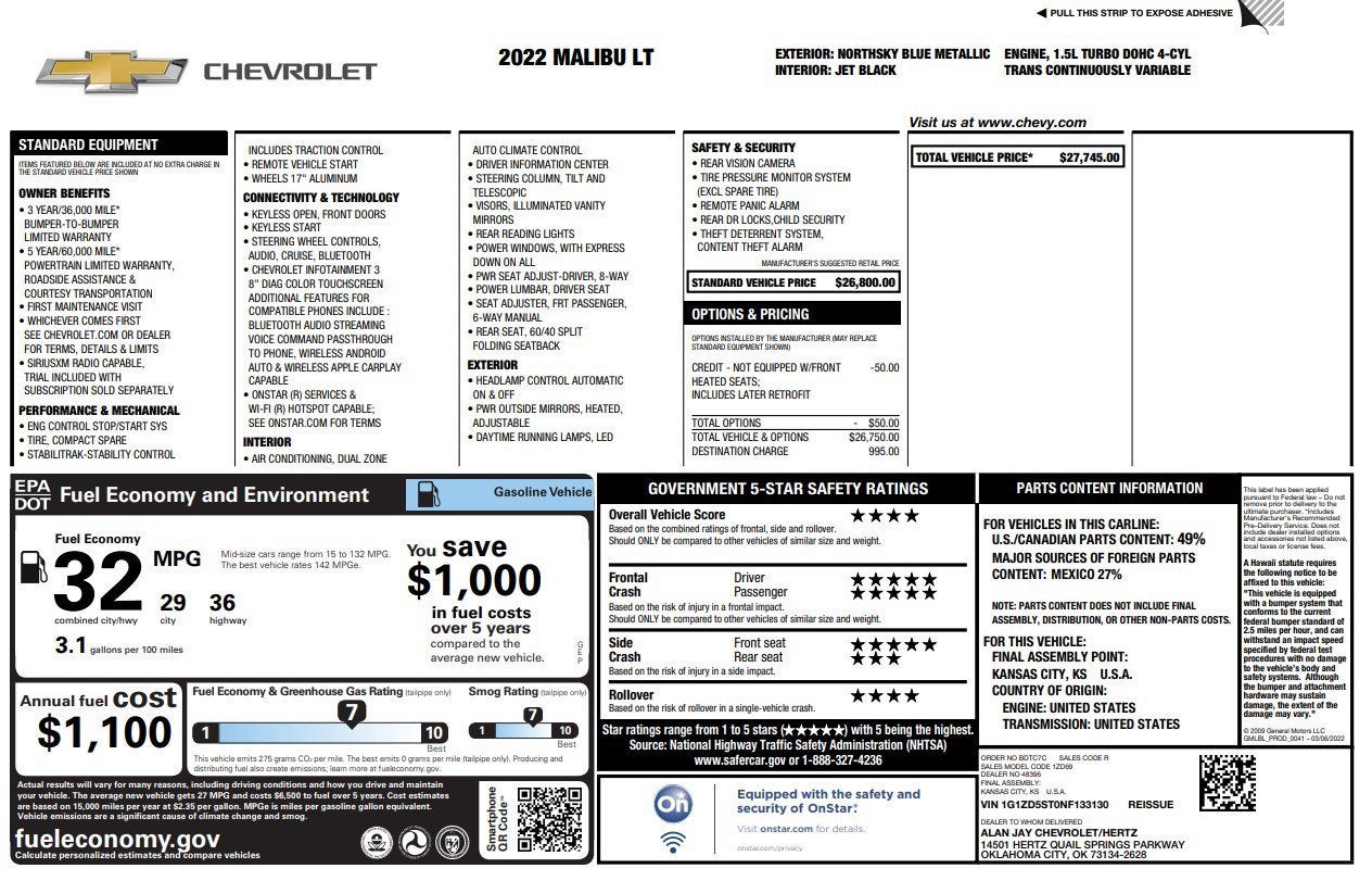 2022 Chevrolet Malibu 4DR SDN LT