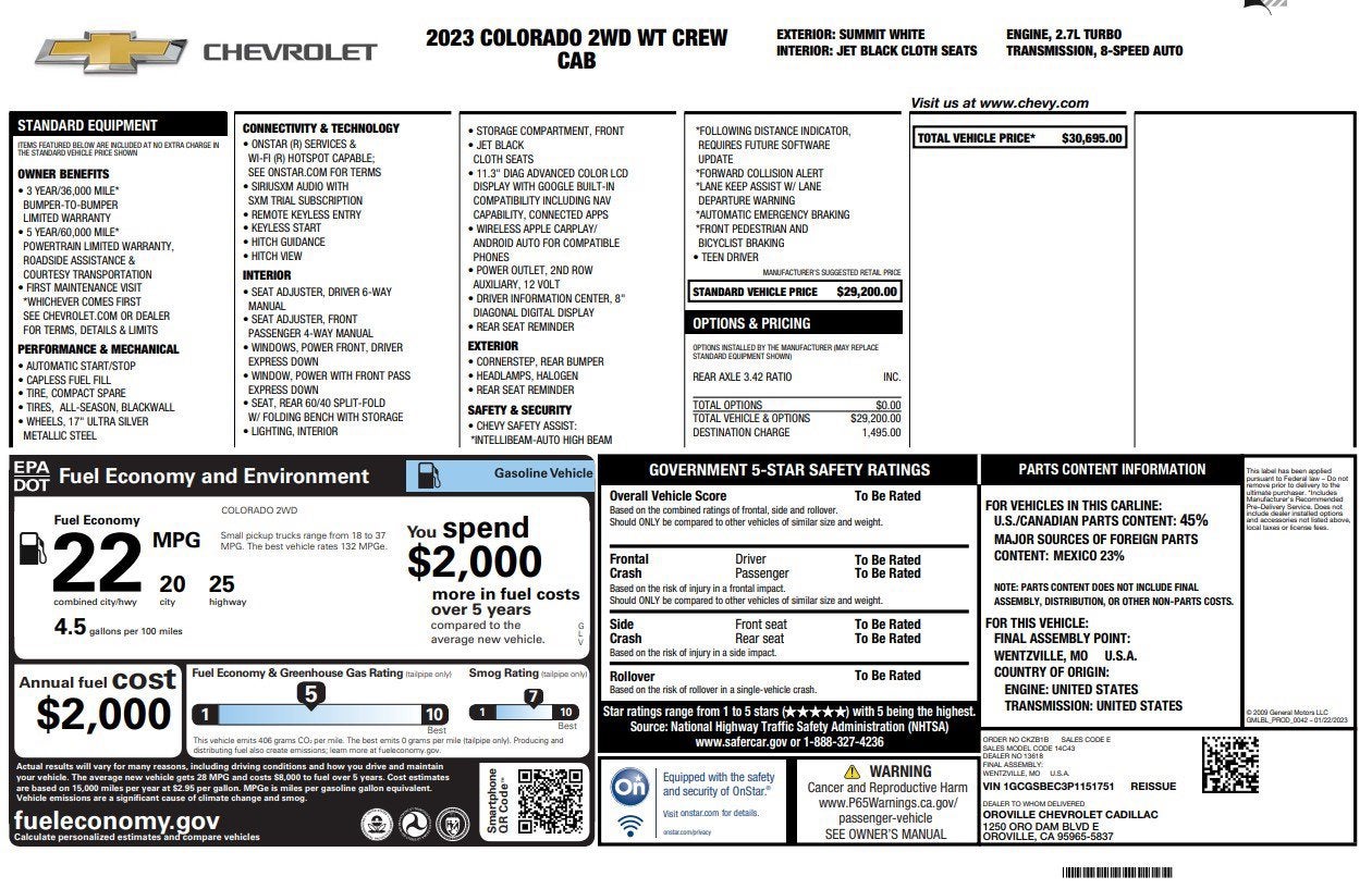 2023 Chevrolet Colorado 2WD Work Truck