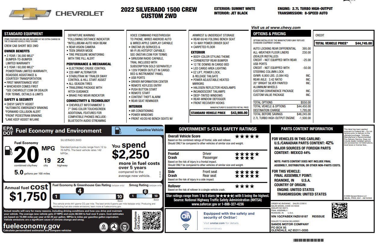 2022 Chevrolet Silverado 1500 Custom