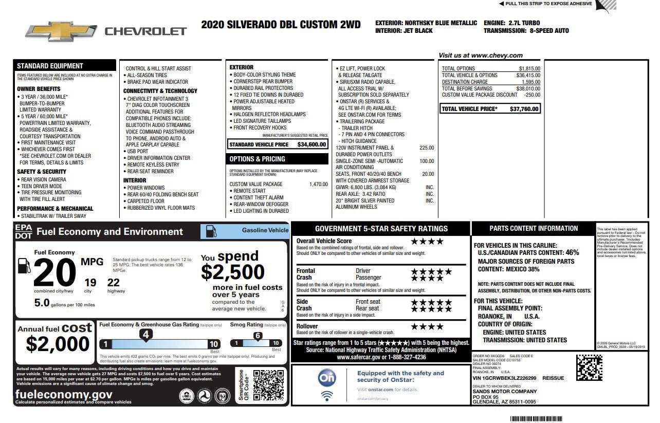 2020 Chevrolet Silverado 1500 Custom