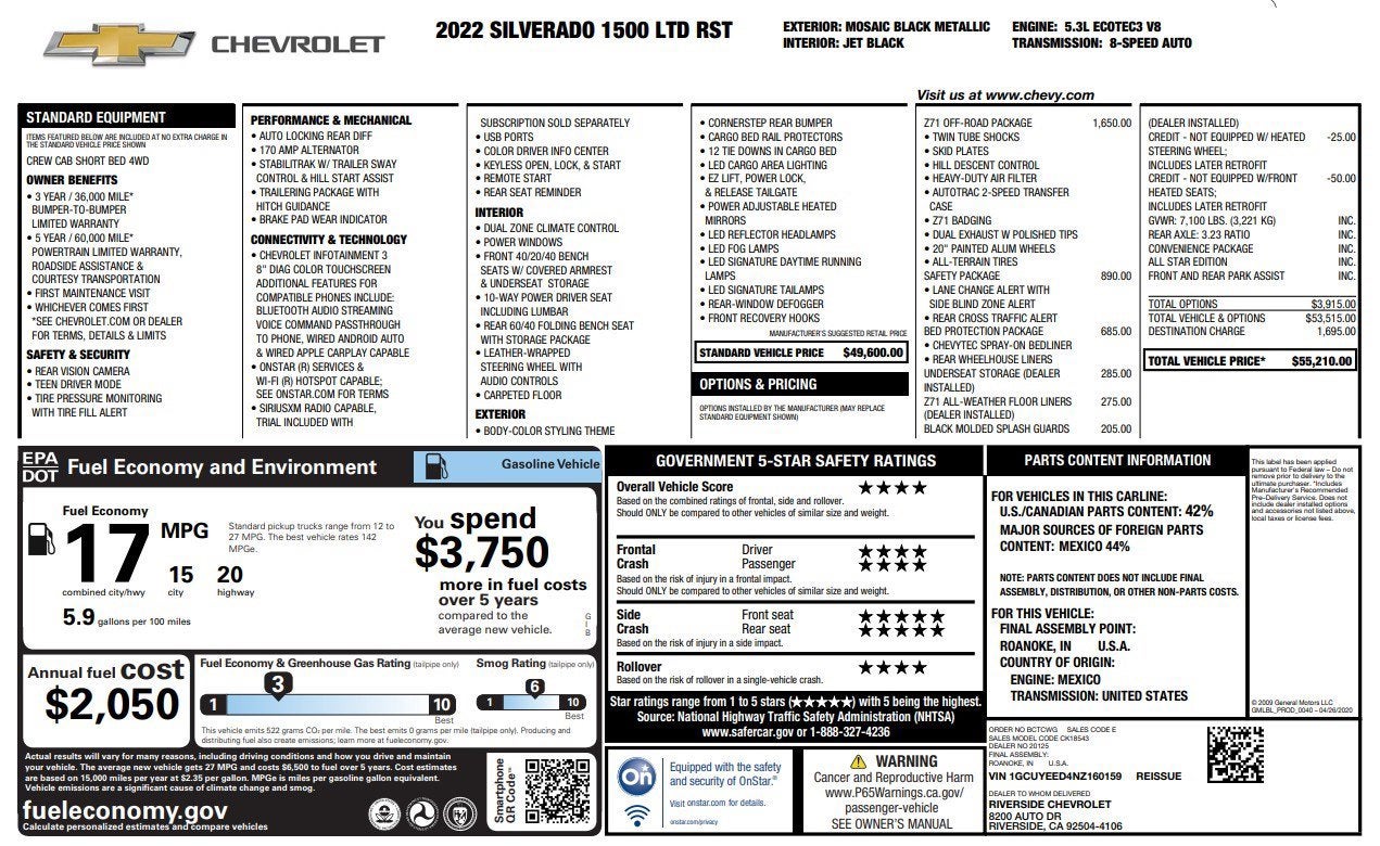 2022 Chevrolet Silverado 1500 LTD RST