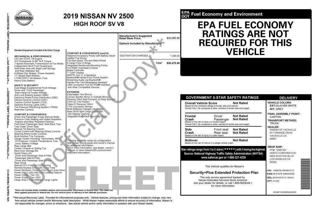 2019 Nissan NV Cargo SV