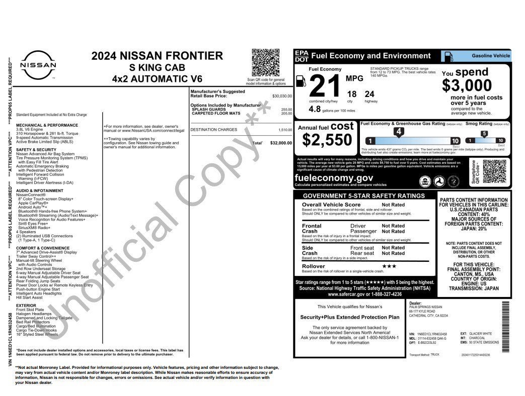 2024 Nissan Frontier KING CAB 4X2 S