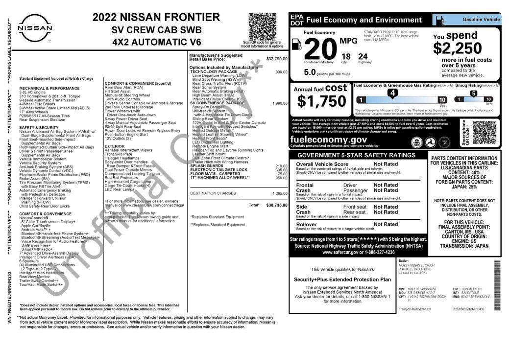 2022 Nissan Frontier SV