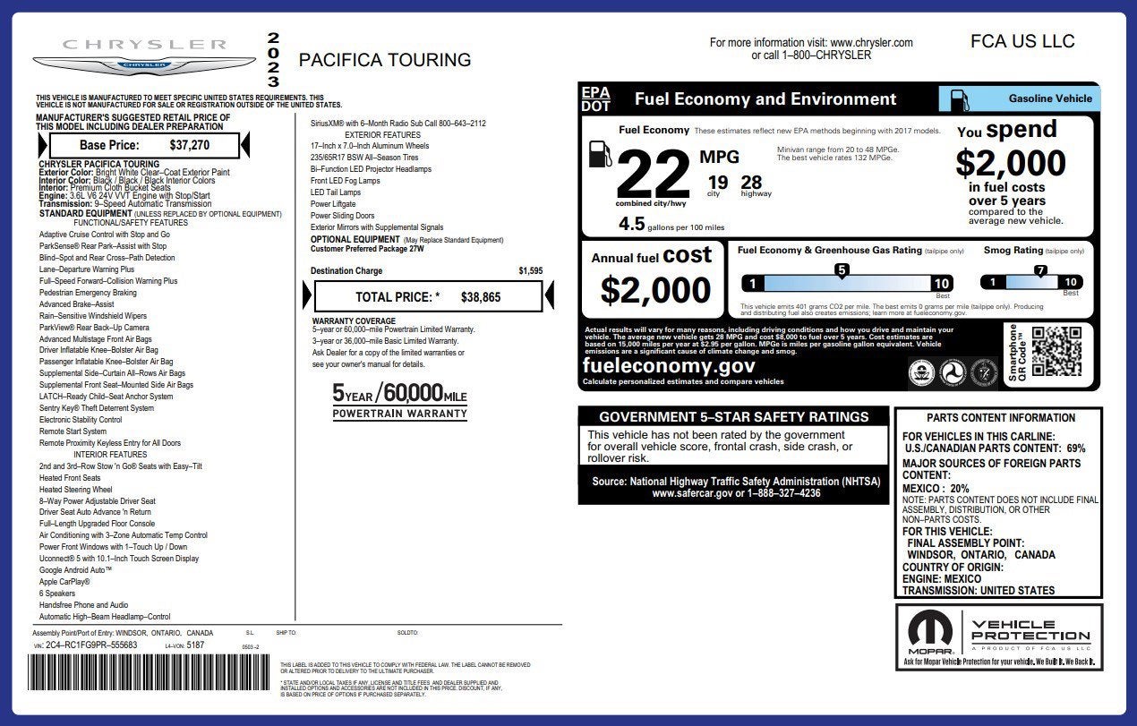 2023 Chrysler Pacifica Touring