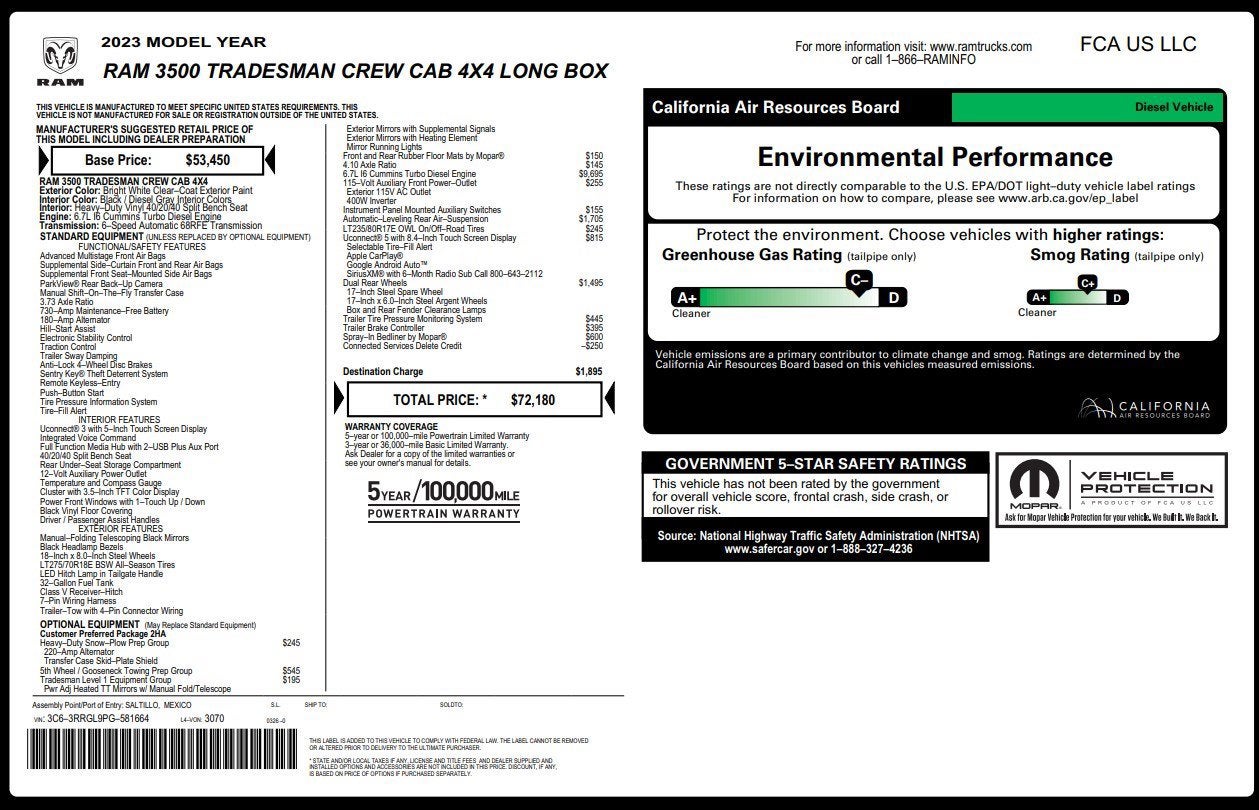 2023 RAM 3500 TRADESMAN 4X4 CREW CAB 8'