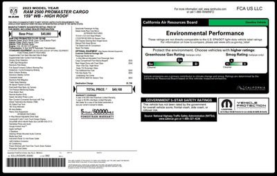 2023 RAM ProMaster Cargo Van 2500 HIGH ROOF 159 WB