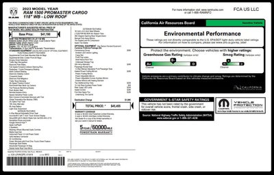 2023 RAM ProMaster Cargo Van 1500 LOW ROOF 118 WB