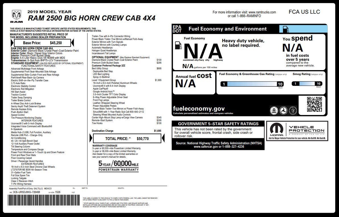 2019 RAM 2500 Big Horn