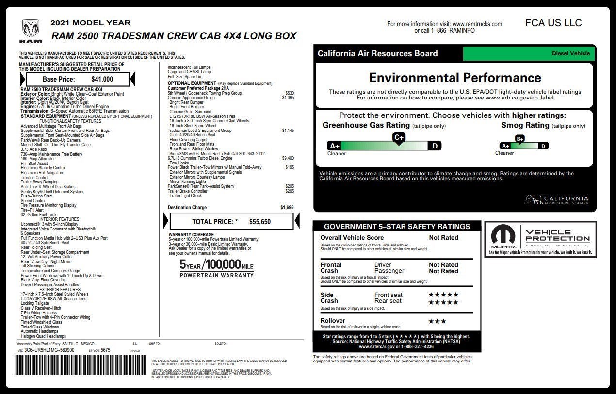 2021 RAM 2500 Tradesman