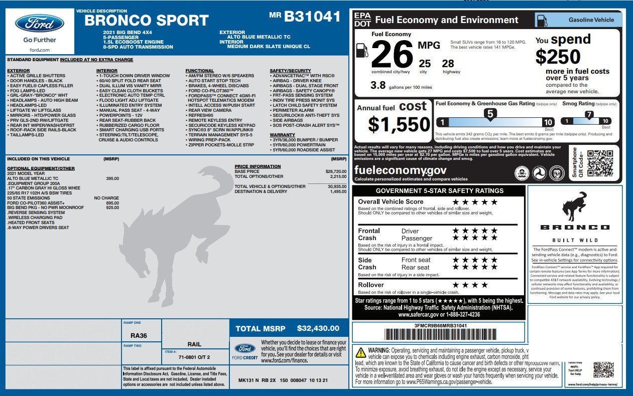 2021 Ford Bronco Sport BIG BEND 4X4