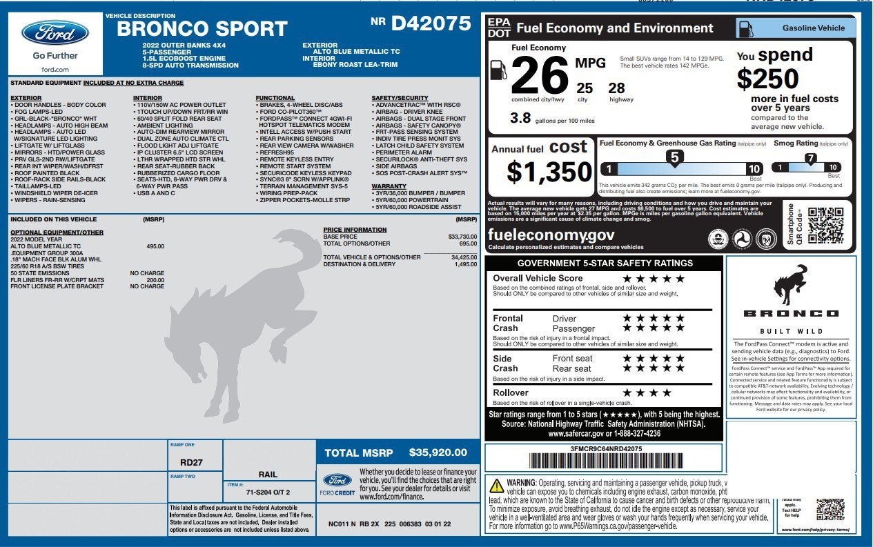 2022 Ford Bronco Sport OUTER BANKS 4X4