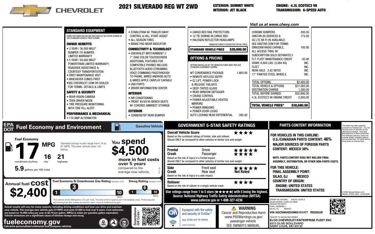 2021 Chevrolet Silverado 1500 Work Truck