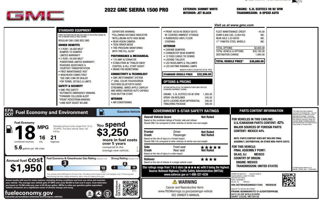 2022 GMC Sierra 1500 Pro