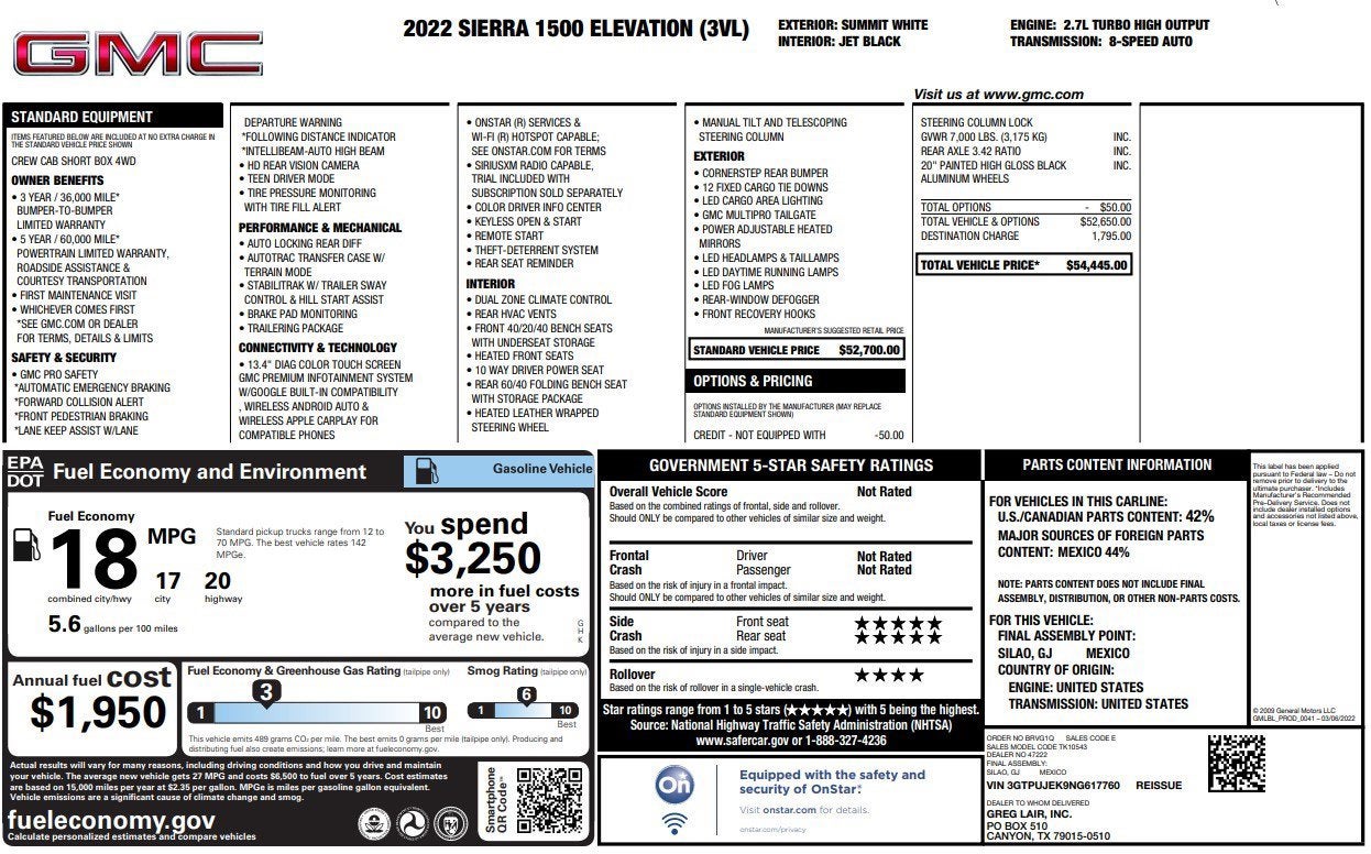 2022 GMC Sierra 1500 Elevation