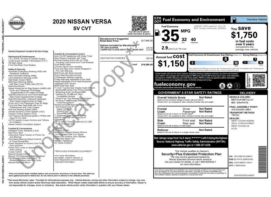 2020 Nissan Versa SV