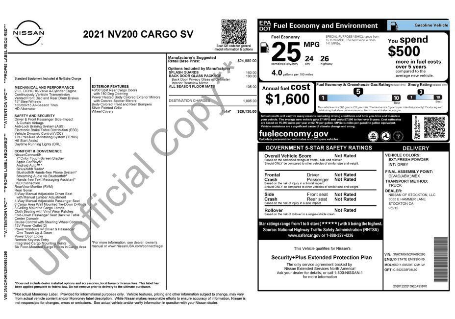 2021 Nissan NV200 Compact Cargo SV