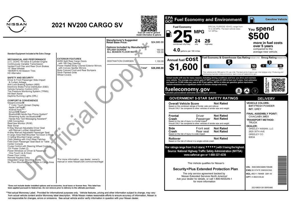 2021 Nissan NV200 Compact Cargo SV