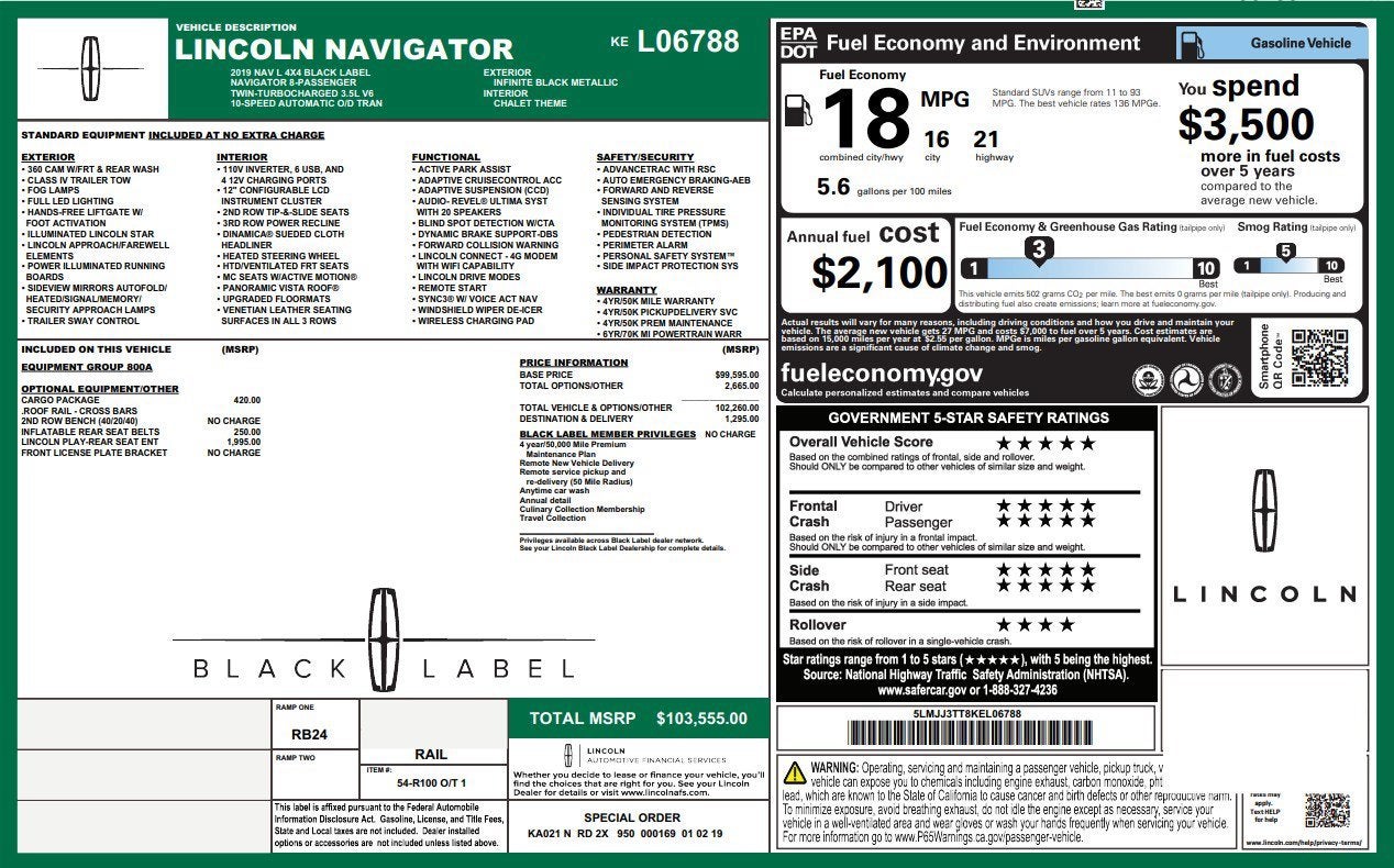 2019 Lincoln Navigator L BLACK LABEL 4X4