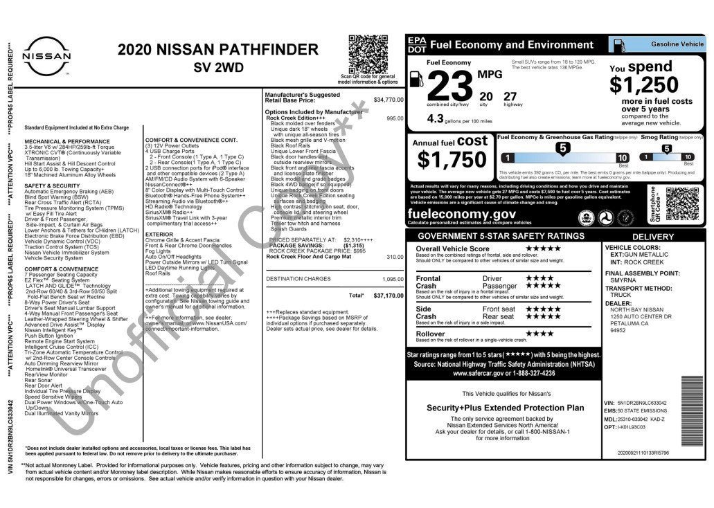 2020 Nissan Pathfinder SV