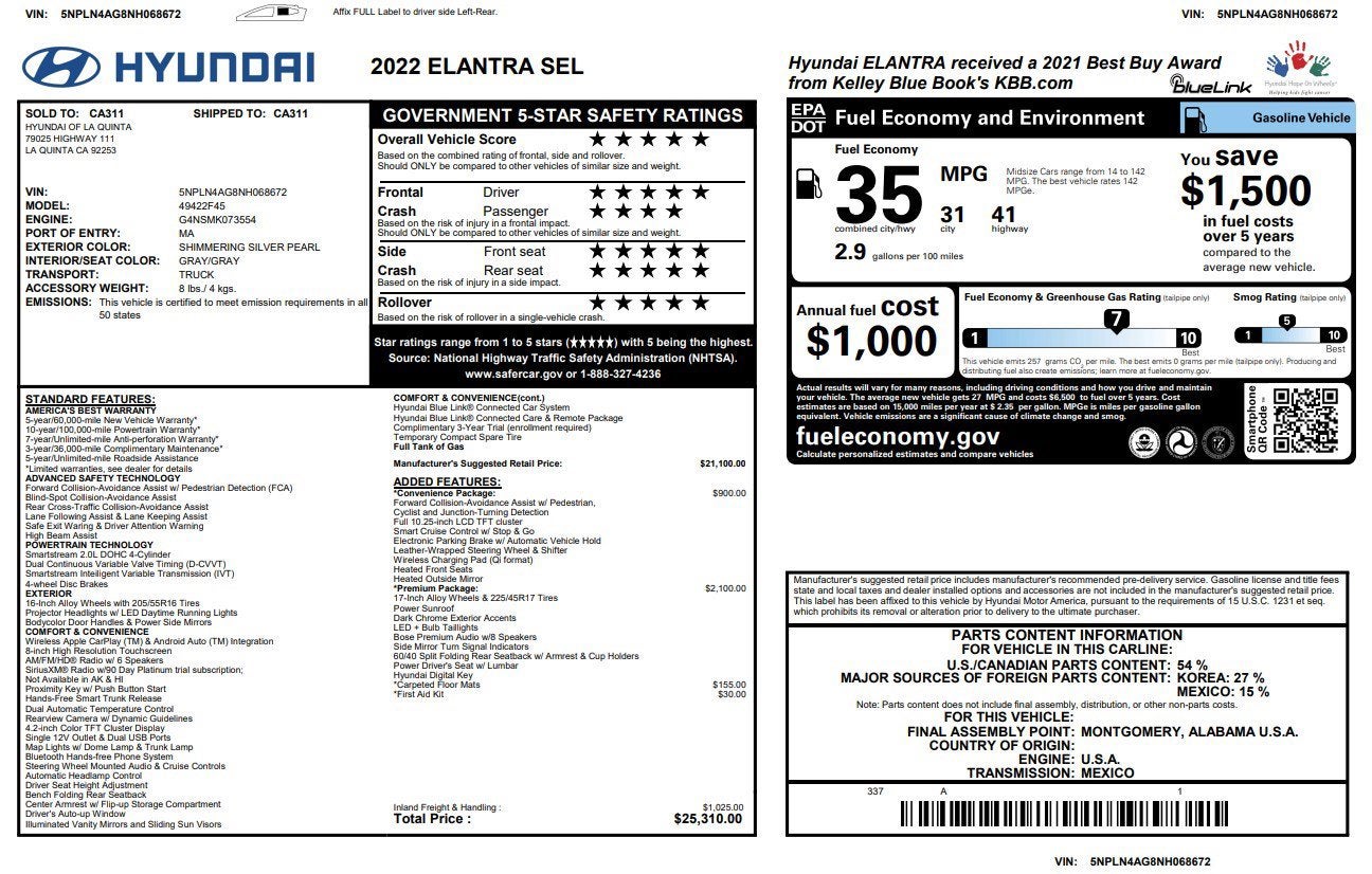 2022 Hyundai Elantra SEL