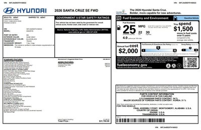 2026 Hyundai Santa Cruz SE FWD
