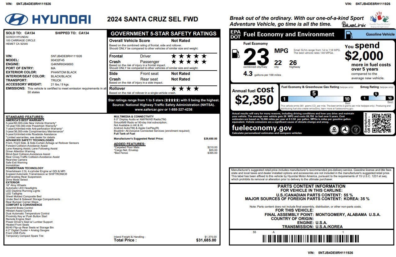 2024 Hyundai Santa Cruz SEL FWD