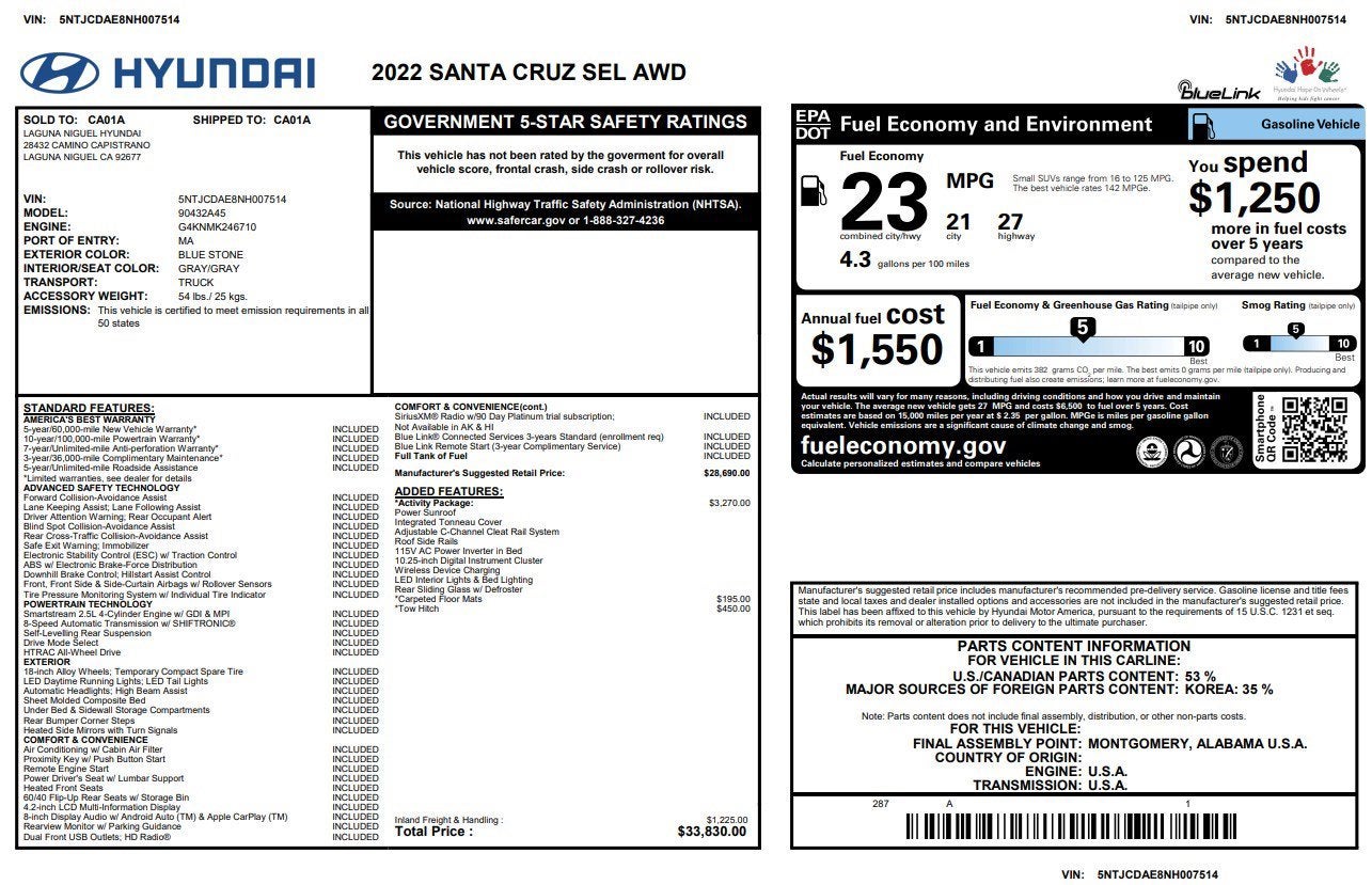 2022 Hyundai Santa Cruz SEL AWD