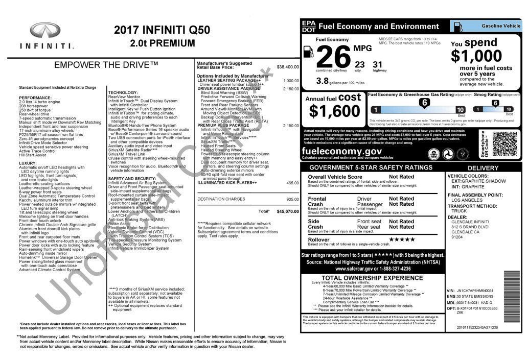 2017 INFINITI Q50 2.0t Premium