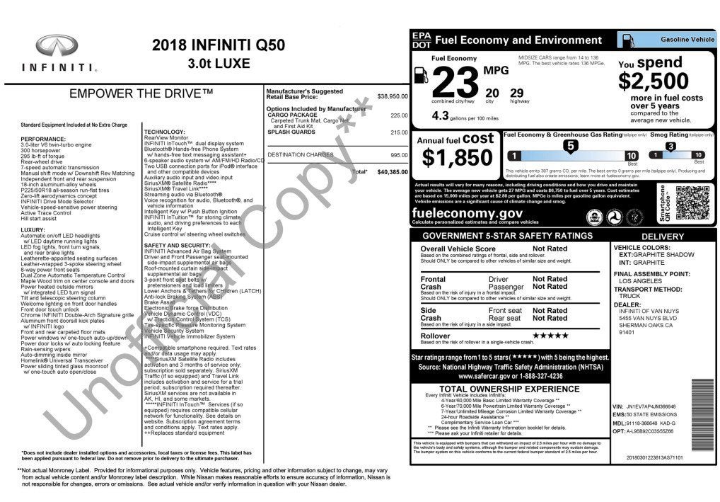 2018 INFINITI Q50 3.0t LUXE