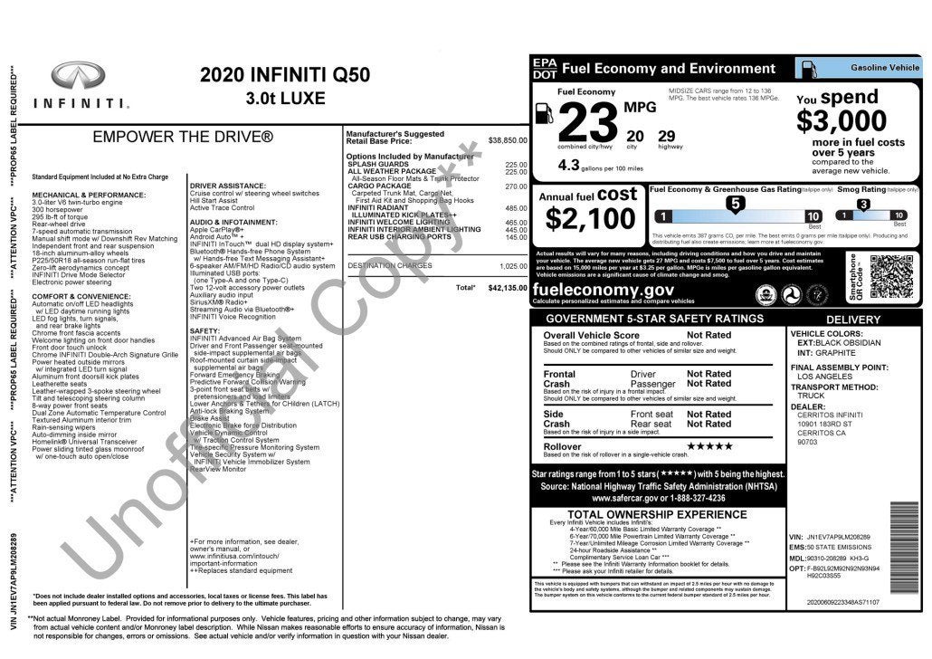 2020 INFINITI Q50 3.0t LUXE