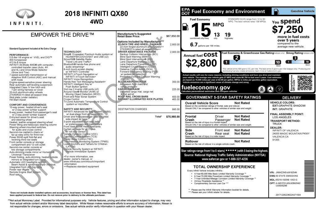 2018 INFINITI QX80 AWD
