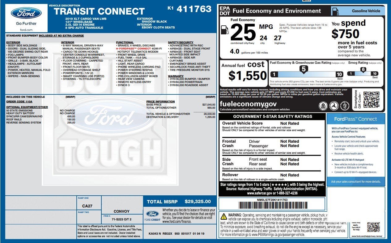 2019 Ford Transit Connect Van XLT